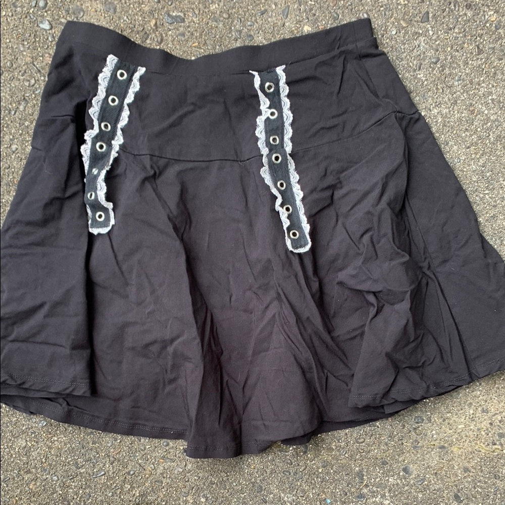 Hot Topic Gray Skater Skirt with Pleated Embellishments